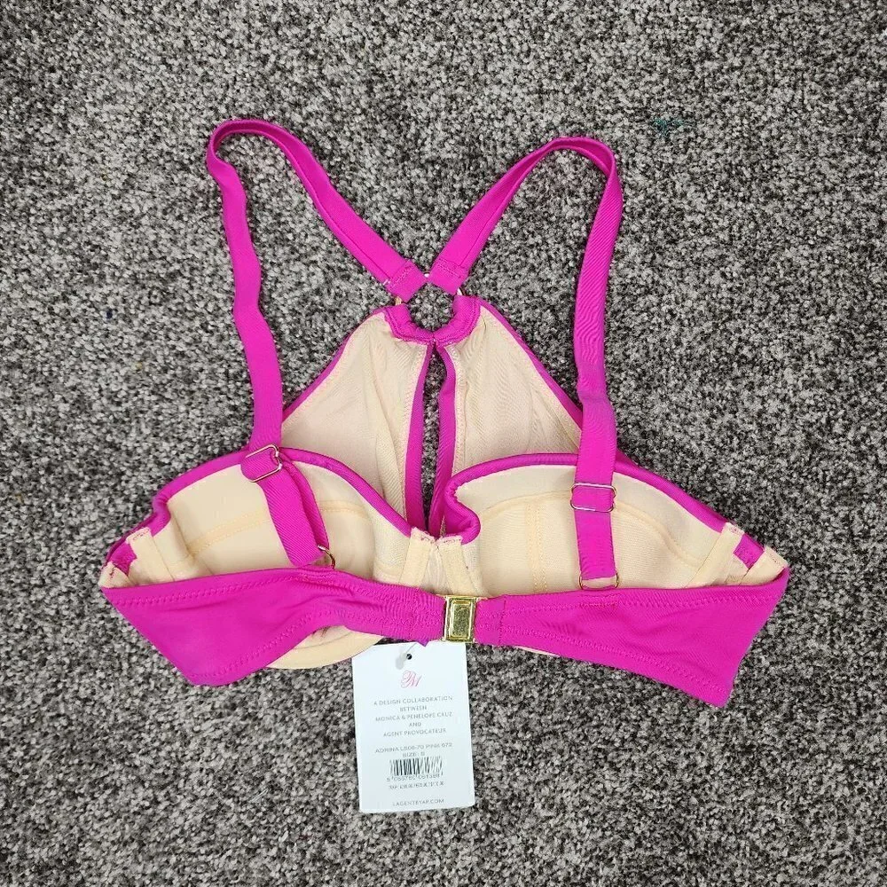 NWT L'Agent by Agent Provocateur Adrina Criss Cross Halter Bikini Top Pink Small